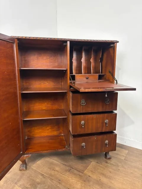 Vintage Mahogany Bureau Bookcase / Combination Cabinet