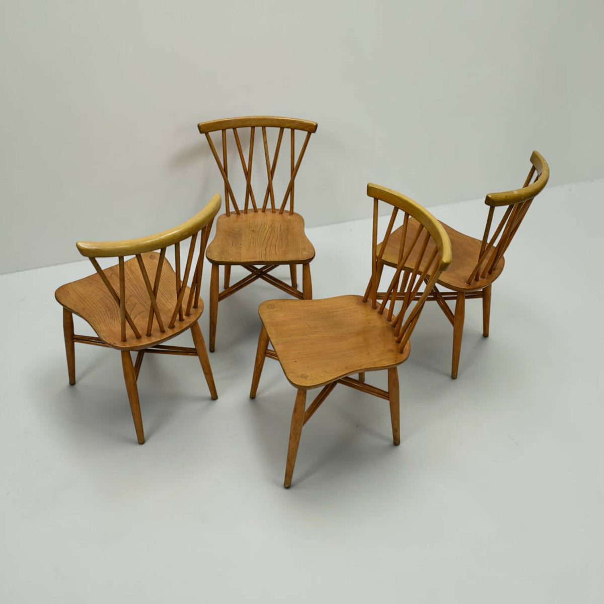 4 Ercol Lattice Back Dining Chairs 'Candlestick' Design Light FREE UK Delivery*