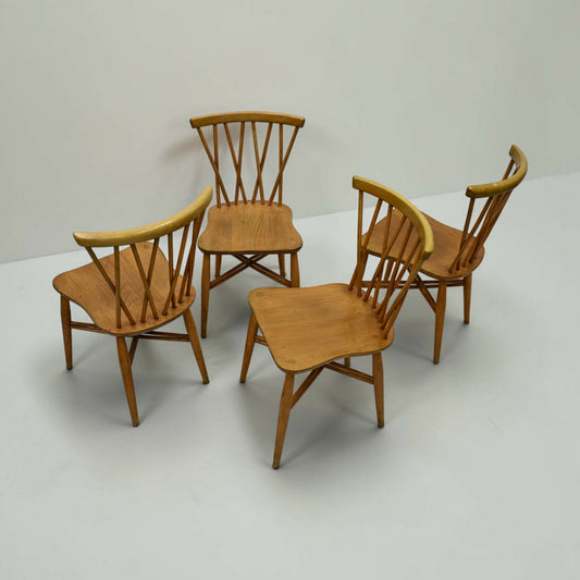 4 Ercol Lattice Back Dining Chairs 'Candlestick' Design Light FREE UK Delivery*