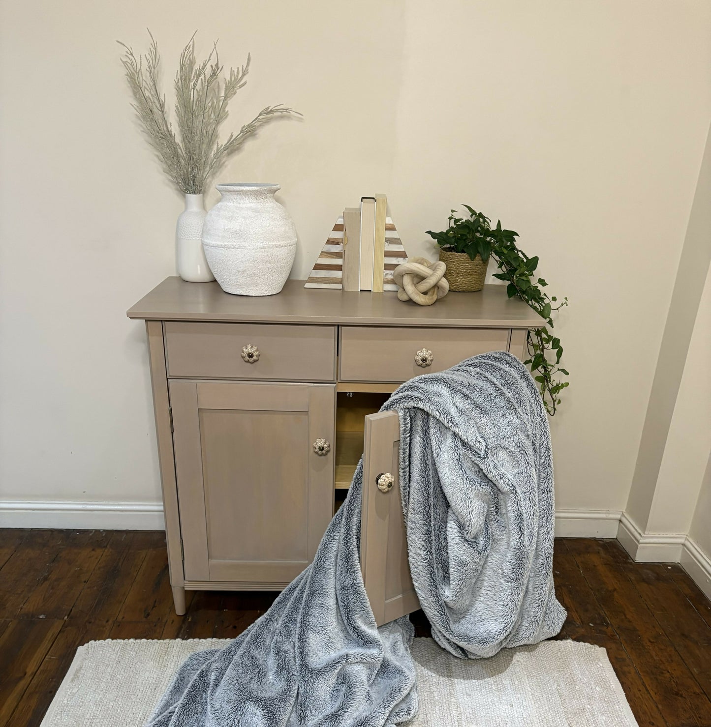 'Latte' Chalk Paint Wash Sideboard | Custom Mouldings & Artisan Handles