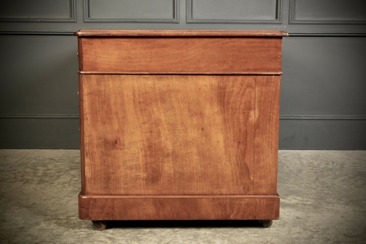 Victorian Walnut & Leather Pedestal Desk