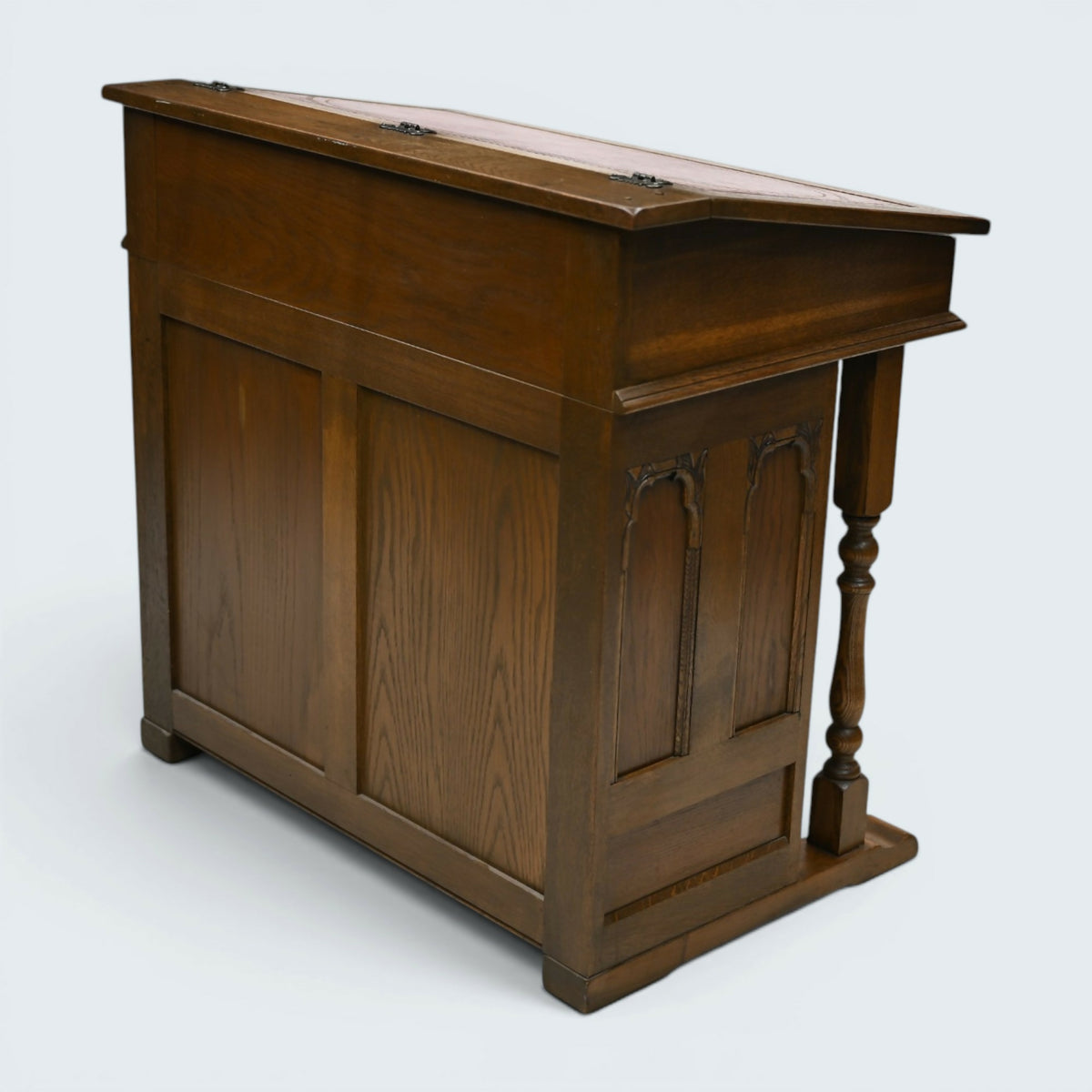 Old Charm Davenport Desk Red Hide Writing Slope Light Oak FREE UK Delivery*