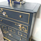 Nay and gold stag minstrel tall boy chest of drawers