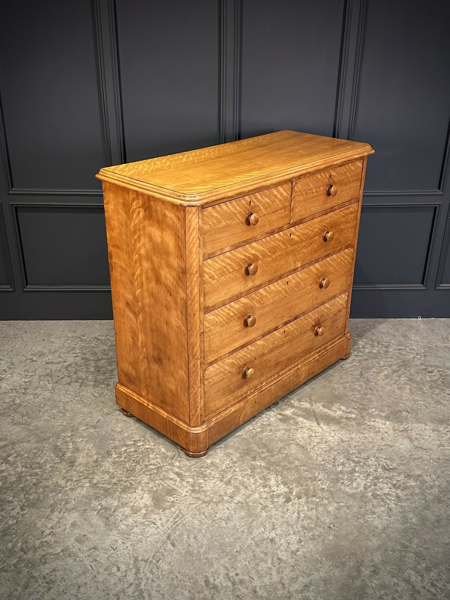 Vintage Victorian Satinwood Chest Of Drawers