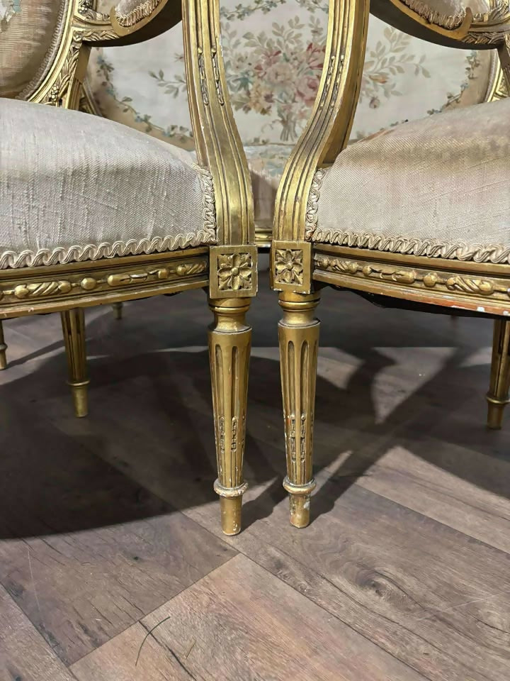 19th Century French Gilt & Moulded Tapestry Three-Piece Salon Suitevv