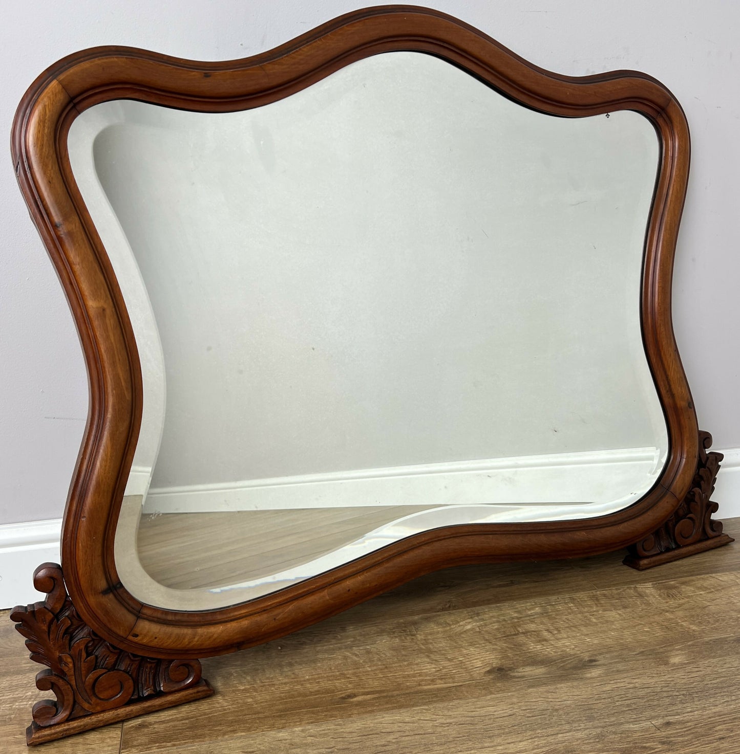 Mirror Antique French Walnut Ornate Wall Mirror Decorative Frame LOT 6404
