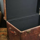 English handmade luxury leather steamer trunk - Vintage style - hand dyed