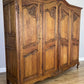 Wardrobe Vintage French Louis XVI Style Oak Four Door Mirrored Armoire LOT 4901