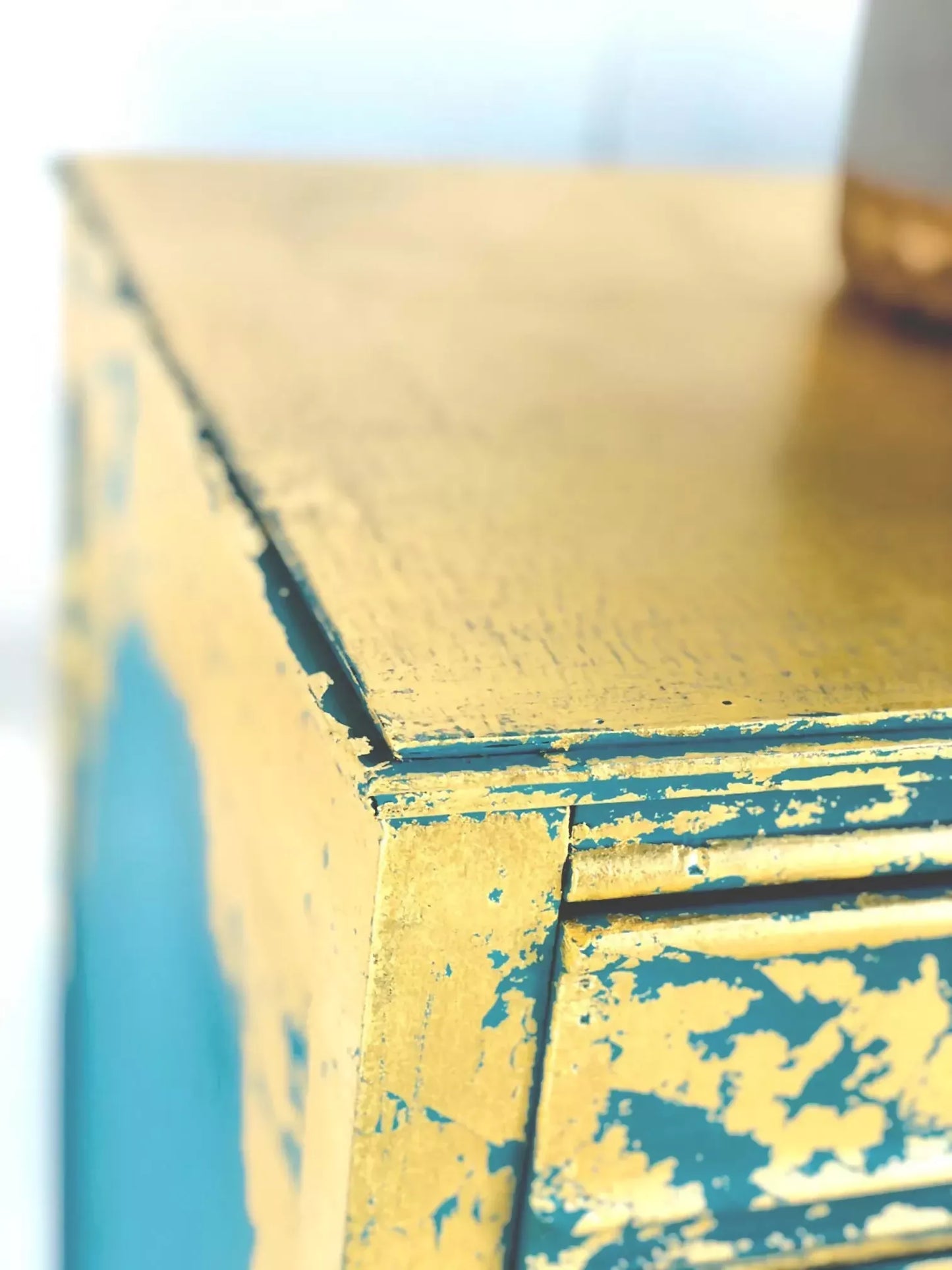 Gold And Teal Upcycled Records Drinks Cabinet