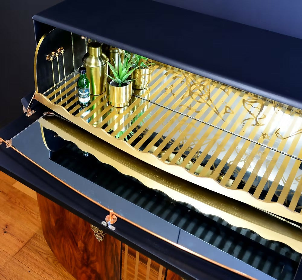 "Chrysler" 1960's Drinks Cabinet, Cocktail Bar, Art Deco Design.