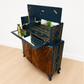 Navy Blue and Gold Art Deco Walnut Drinks Cabinet, cocktail cabinet, 1930s, vintage bar, sideboard, refurbished