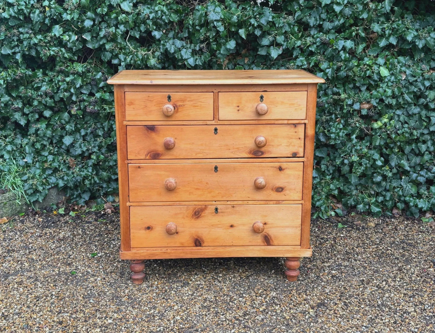 Vintage Victorian Tall Pine Chest Of Drawers