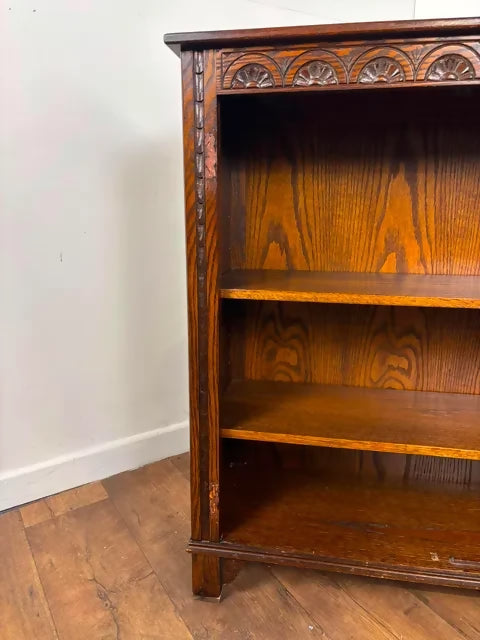 Vintage Dark Oak Open Bookcase by Jaycee – Made in England