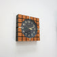 Wall Clock Mid Century Retro Waffle Style. Wood Effect Quartz Clock