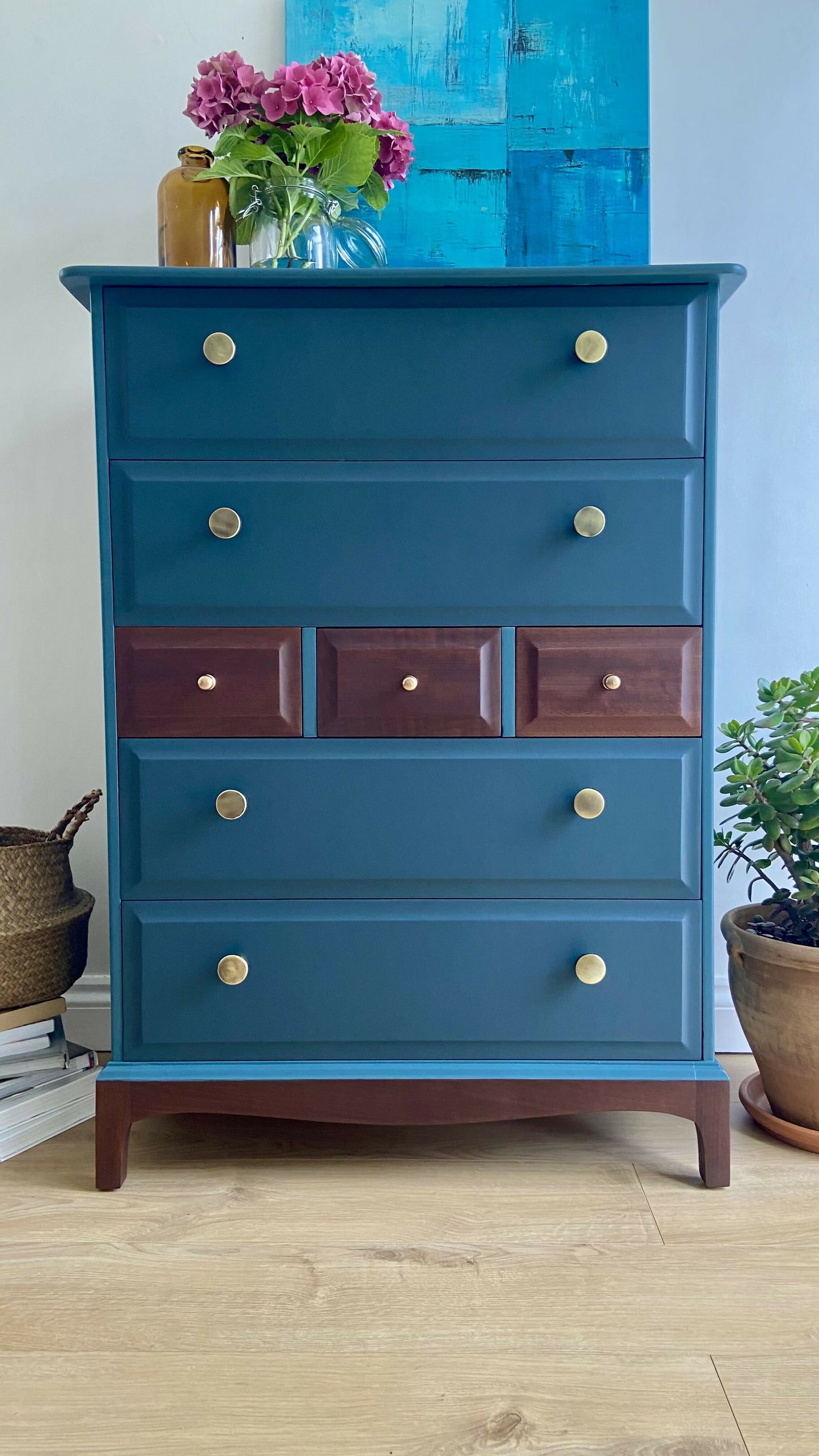 Stag Minstrel Chest of 7 Drawers upcycled in two tones Midcentury Modern