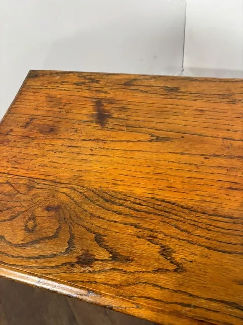 Vintage Oak Side Table With Barley Twist Legs