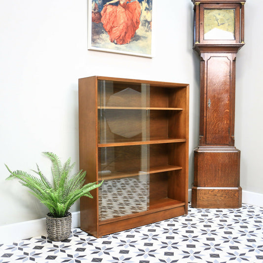 Herbert Gibbs Bookcase in Teak with Four Glazed Doors Mid Century