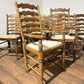 Set of Twelve Oak Yorkshire Style Ladderback Dining Chairs
