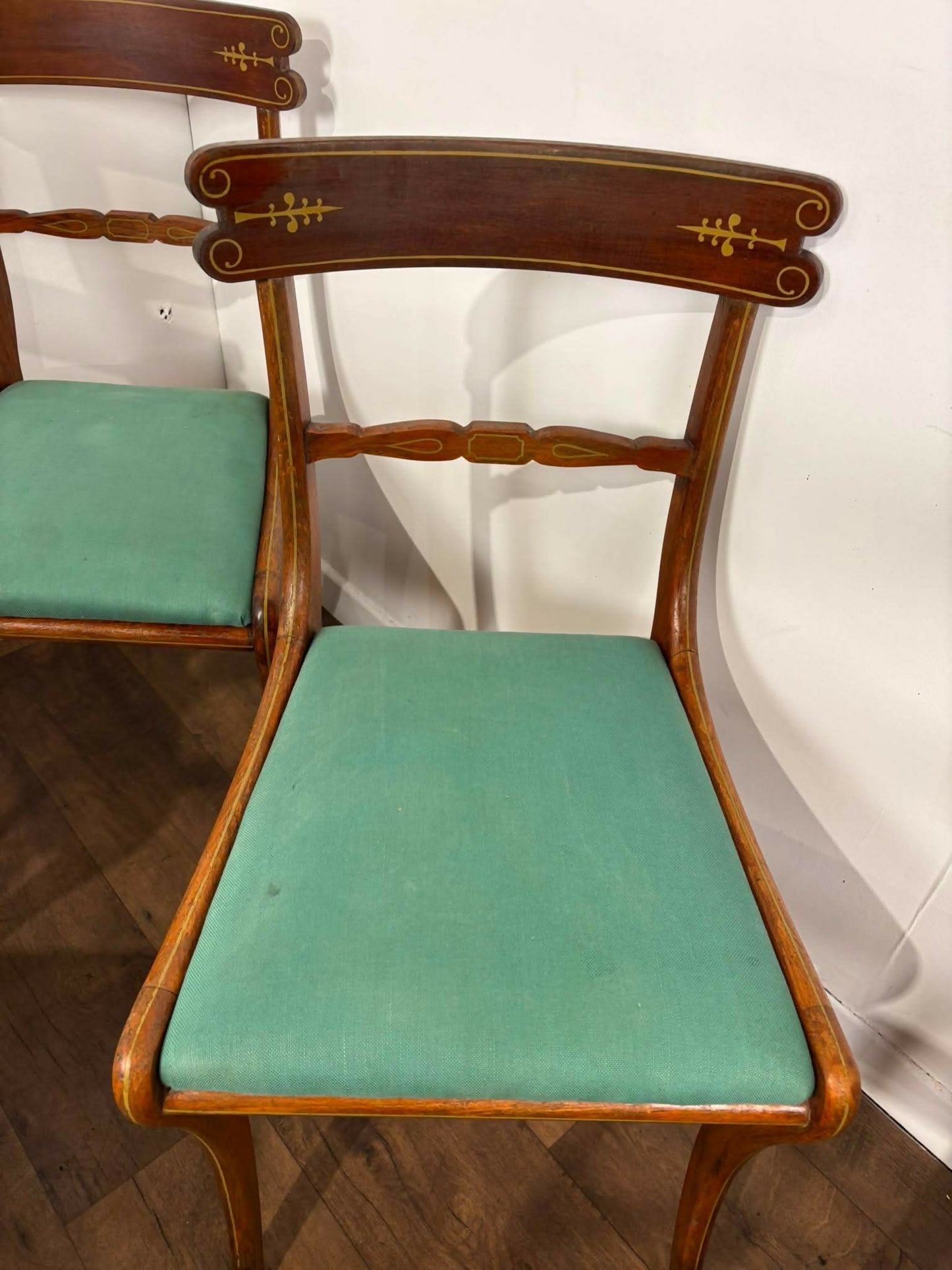 Set of Seven Reproduction Regency Style Mahogany Dining Chairs