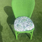 Lloyd loom eye popping apple green accent chair with matching velvety fabric