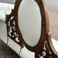 Victorian Sofa In White Leather, Walnut Show Frame, Cabriole Legs.