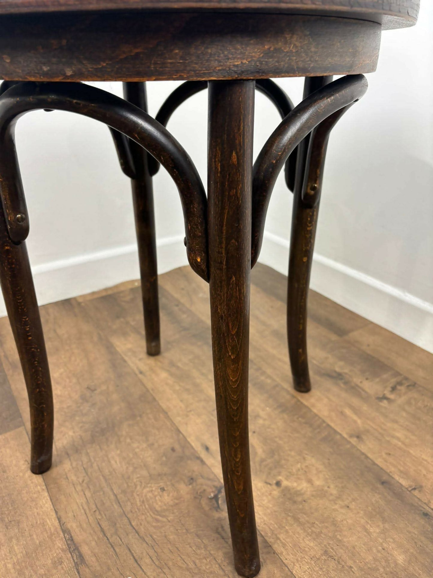 Vintage Small Circular Oak Bentwood Side Table