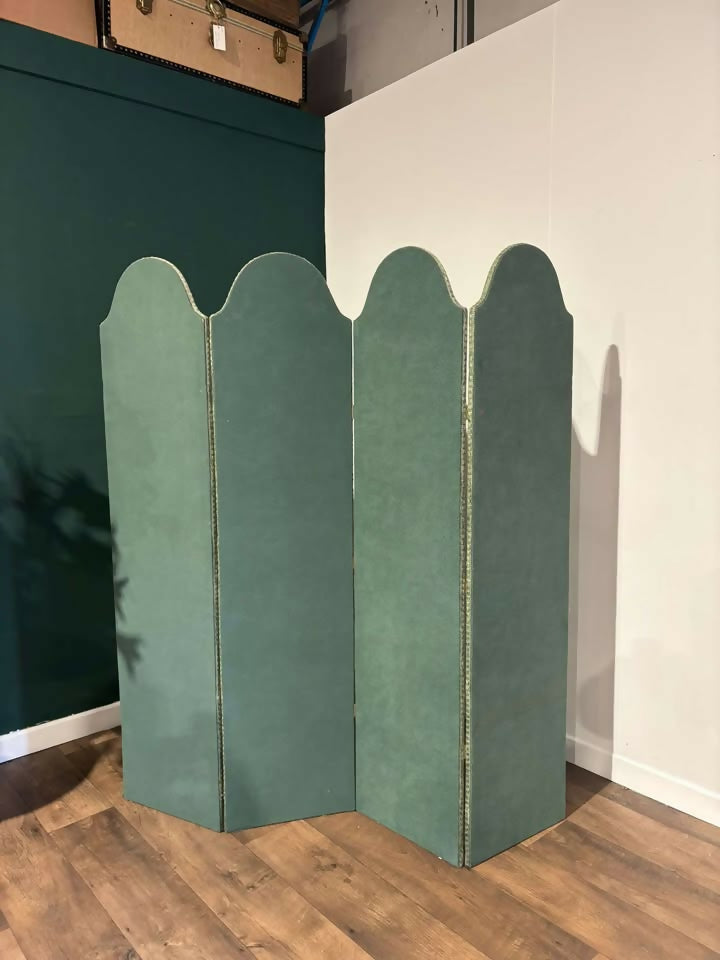 Vintage Four Fold Suede Dressing Screen5