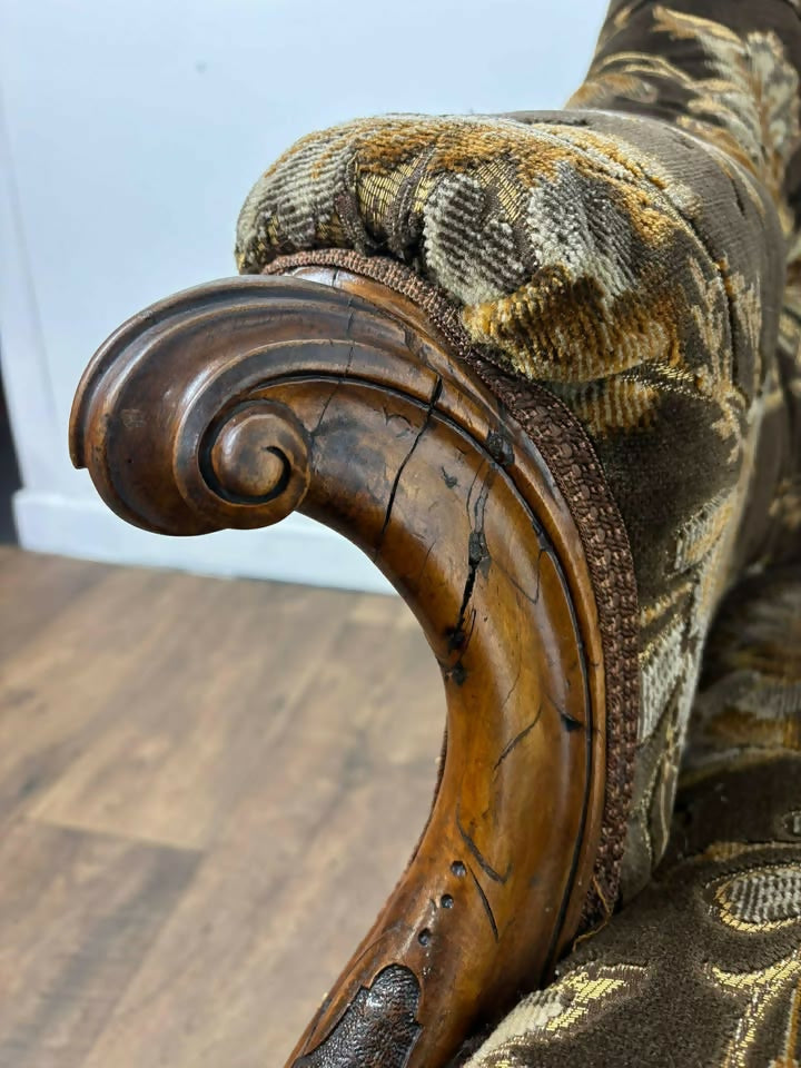 Victorian Upholstered Armchair on Castors