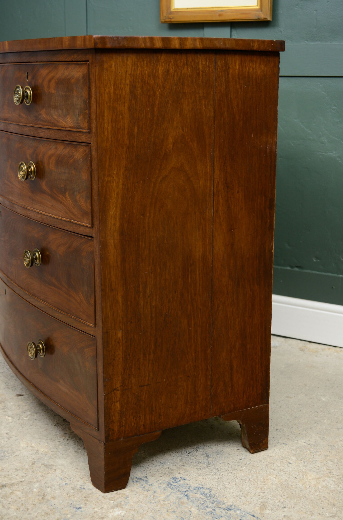 Georgian Mahogany Bow Fronted Chest of Drawers - 2 Over 3