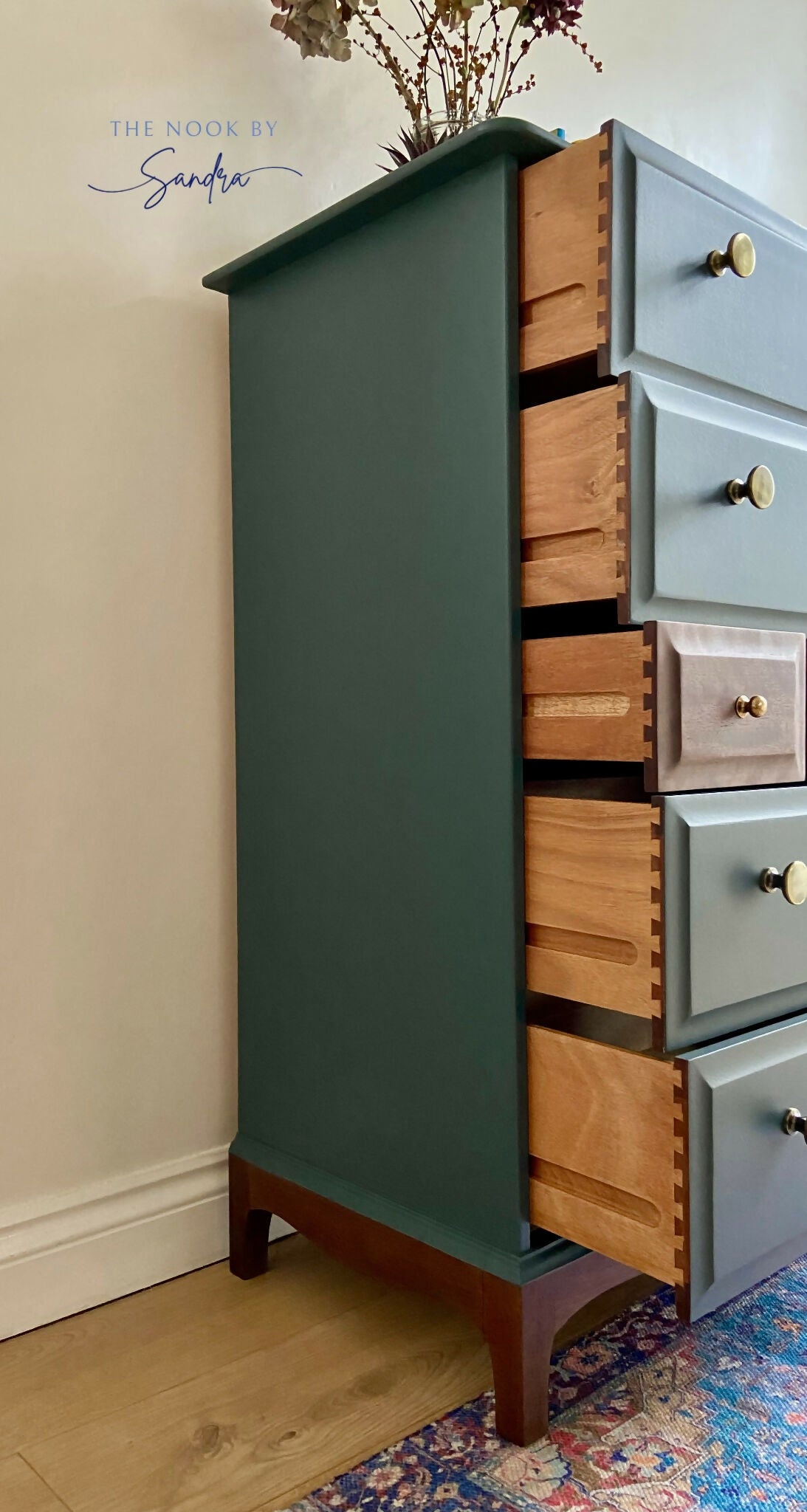 Stag Minstrel Chest of Drawers Upcycled in Two-Tone of Blue