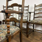 Vintage Set of Six Oak Ladder Back Dining Chairs – Including Two Carvers