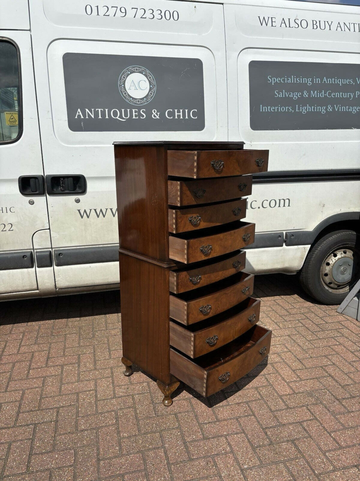 Vintage Tall Chest Of Drawers, Splits In 2 Pieces For Easier Transportation.