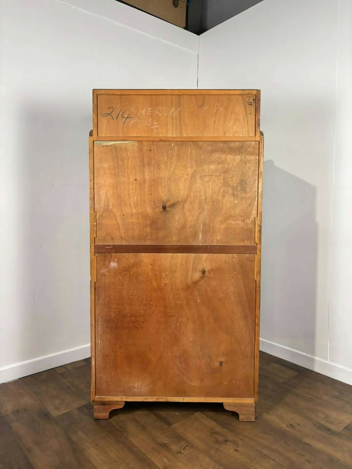Art Deco Figured Walnut Gents Wardrobe