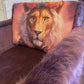 Salon swivel chair. Upholstered to make a funky statement piece. Velvet and faux fur with lion print panel