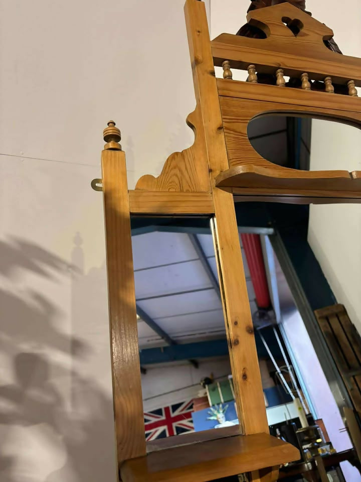 Antique Style Pine Over mantle Mirror