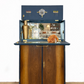 SOLD commissions available Navy Blue and Gold Art Deco Walnut Drinks Cabinet, cocktail cabinet, bar, sideboard, refurbished