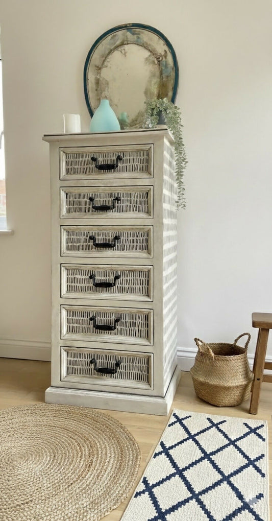 Chest of drawers -Hand-painted • Dash Pattern - Upcycled Furniture