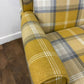 Modern Tartan Fireside Armchair – Upholstered Accent Chair in Mustard, Blue & White