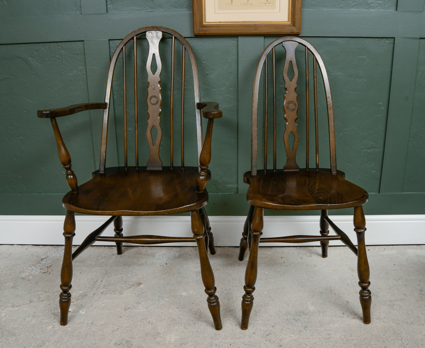 6 Elm Dining Chairs by Glenister - Hoop Back - 2 Carvers