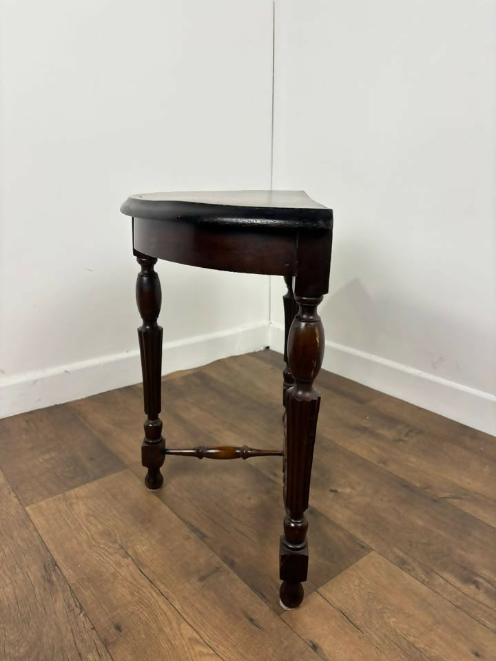 Antique Style Demi Lune Side Table on Reeded Supports