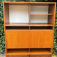 Mid Century Younger Teak Wall Unit Cabinet Writing Desk Bureau