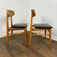 Pair of Mid Century Teak Chairs with Black Upholstery