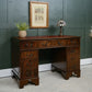 Antique Style Mahogany Pedestal Desk with Red Leather Top