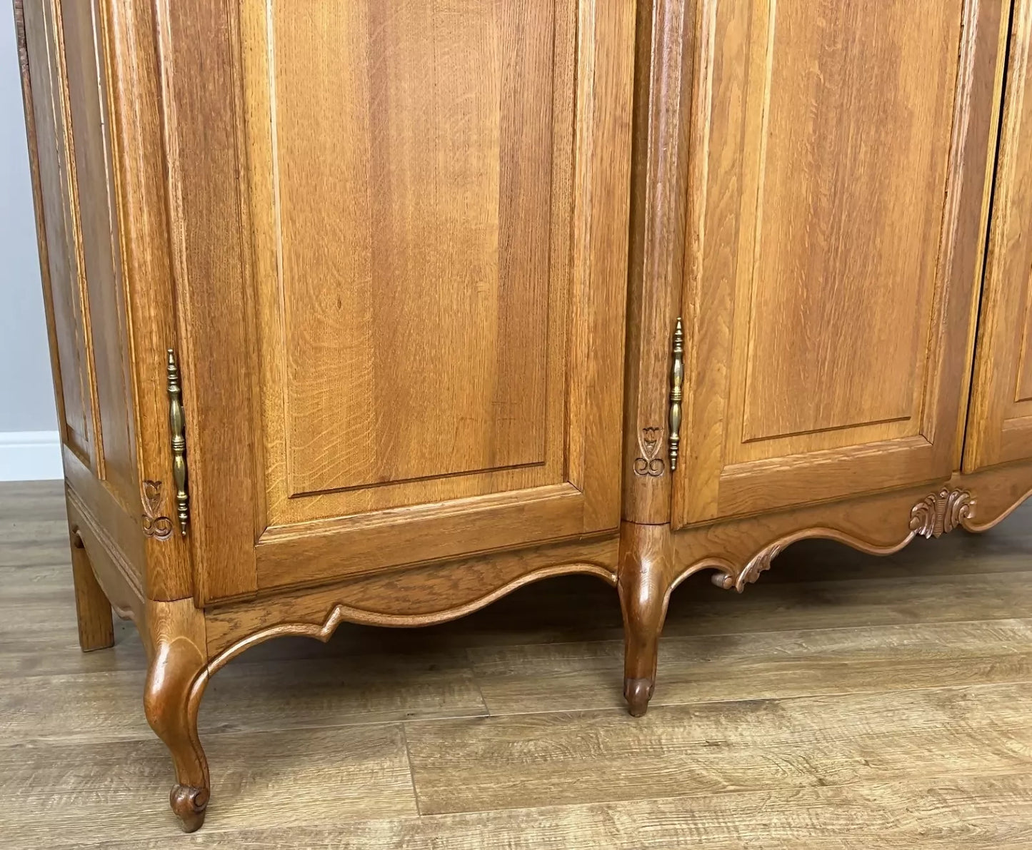 Wardrobe Vintage French Louis XVI Style Four Door Oak Carved Armoire LOT 4930