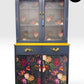 Luxury Refinished Dresser Glass Display Drinks Cabinet Blue Floral Design | Bespoke Vintage Handmade Furniture