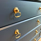 Newly refurbished solid wood chest of drawers blue bank of drawers dovetail joints