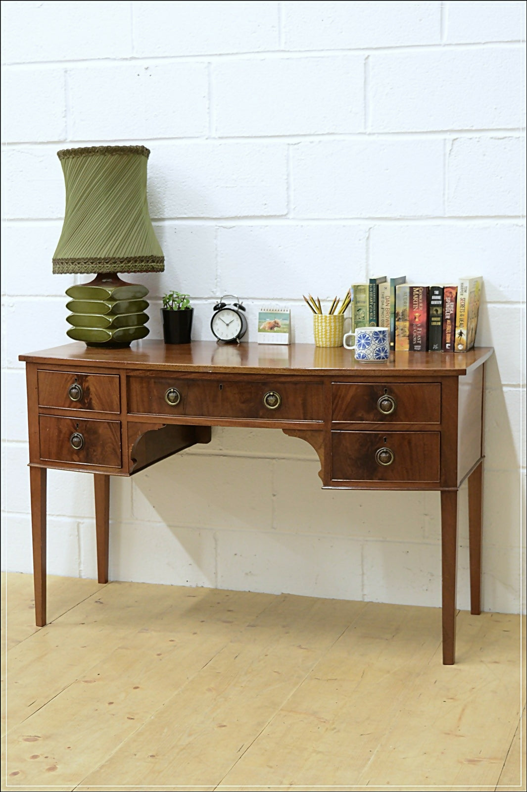 Vintage Desk Dressing Table Bow Front Solid Wood Retro DELIVERY