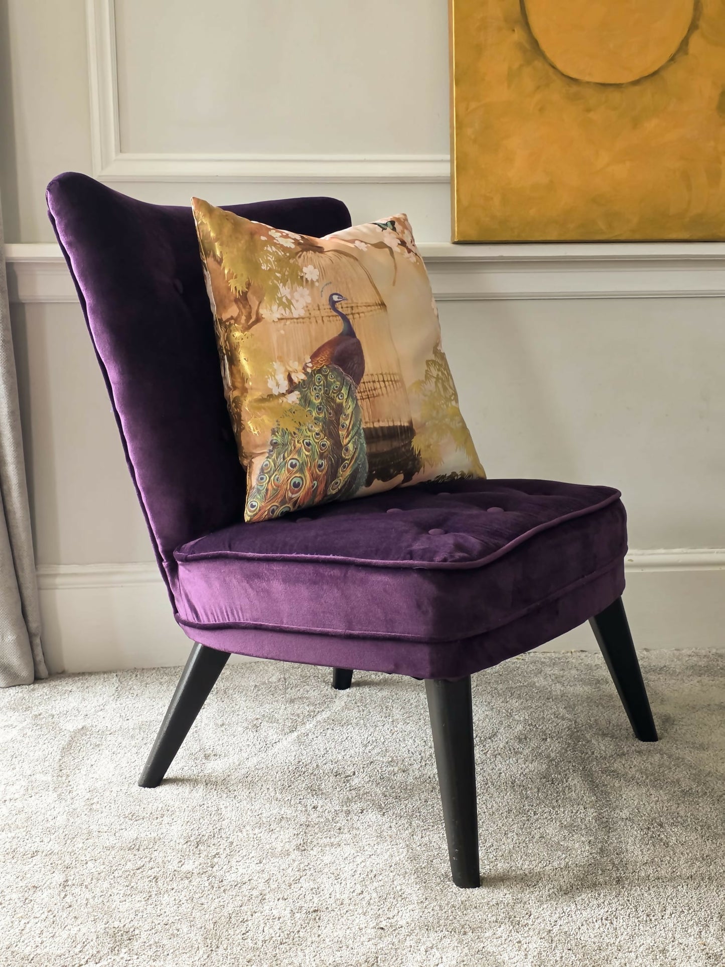 MCM Cocktail Chair. Plush Top Quality Cotton Velvet. Restored and Reupholstered.