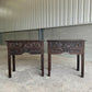 Antique Oak 19th C Gothic revival side tables chest of drawers