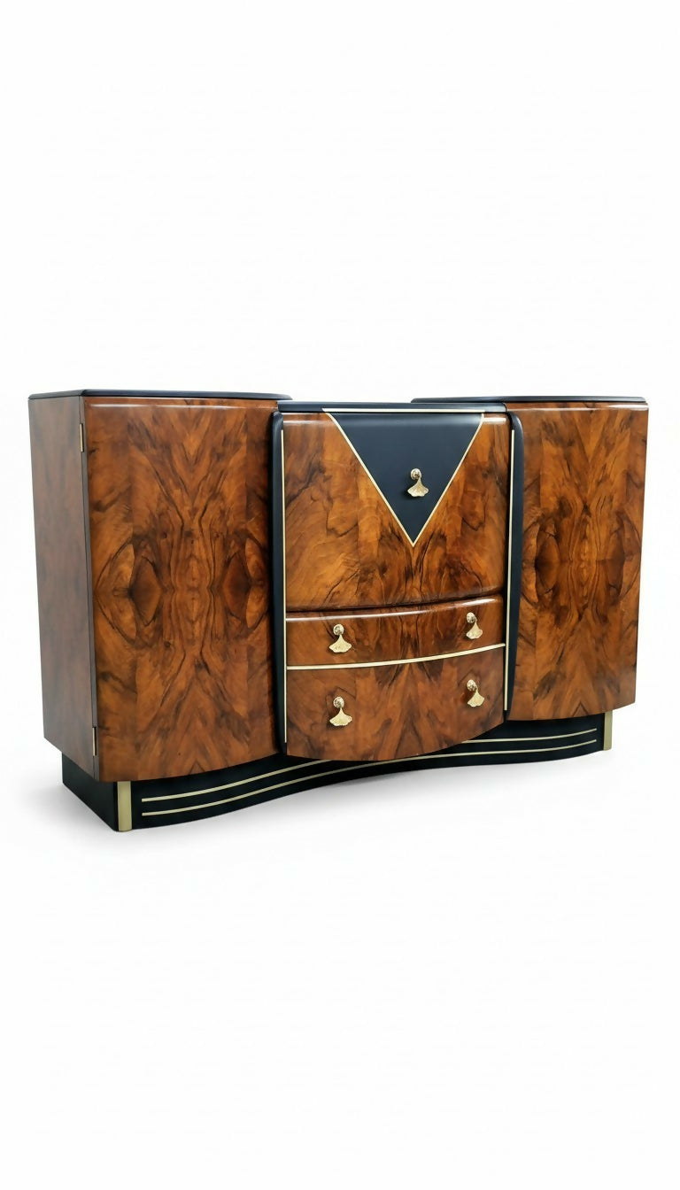 Burr Walnut 1930's Art Deco Cocktail Cabinet